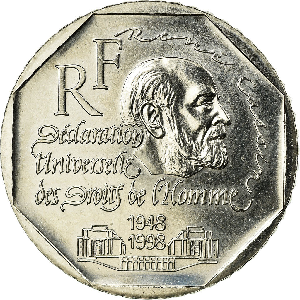 Coin, France, René Cassin, 2 Francs, 1998, Paris, ESSAI, MS(63), Nickel