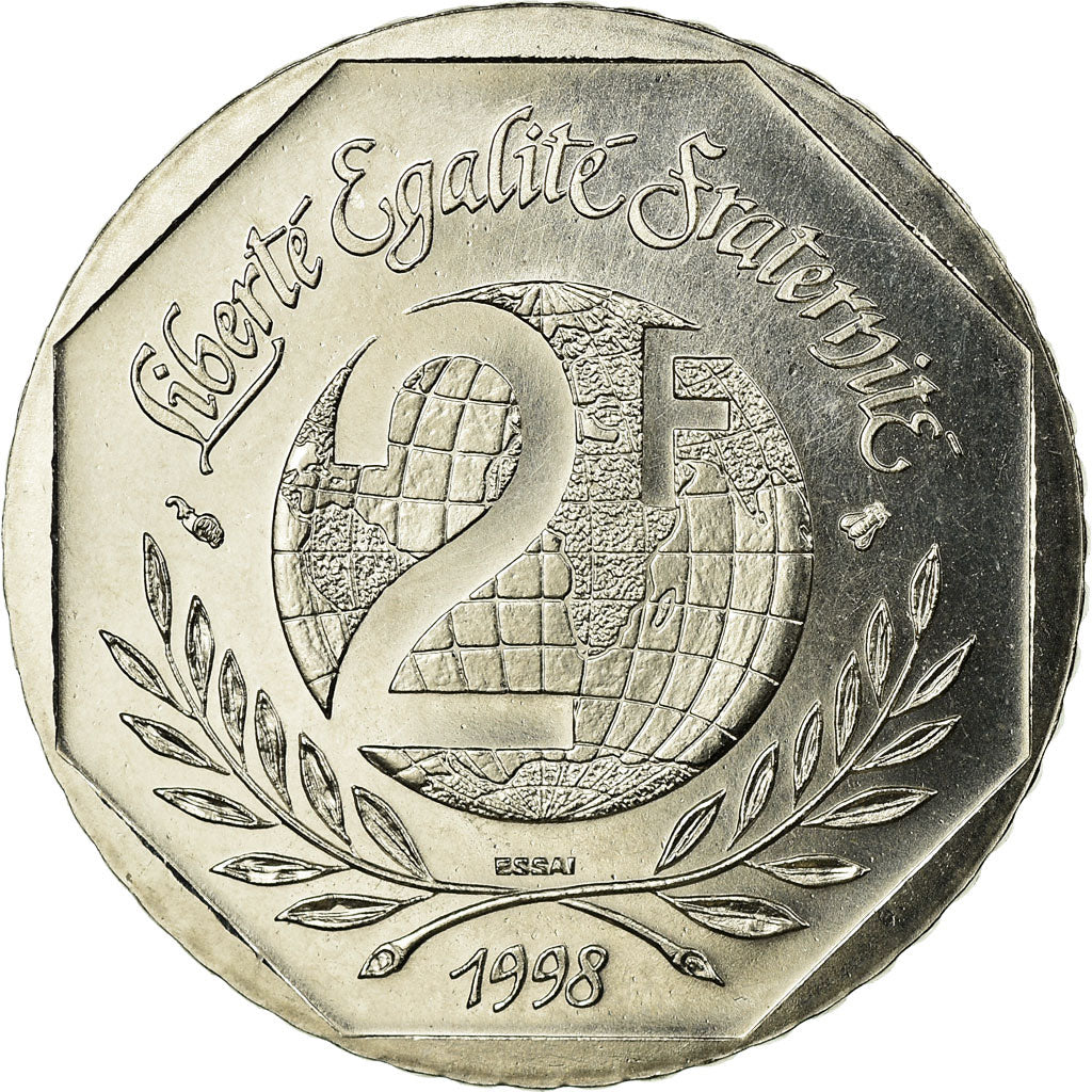 Coin, France, René Cassin, 2 Francs, 1998, Paris, ESSAI, MS(63), Nickel