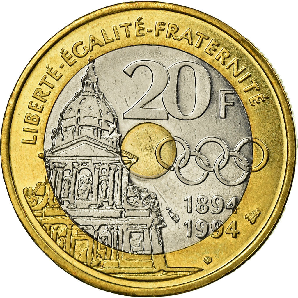 Monnaie, France, Pierre de Coubertin, 20 Francs, 1994, Paris, ESSAI, SPL