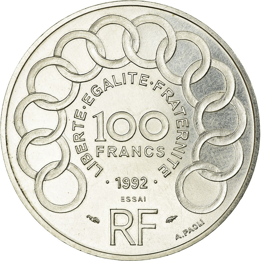 Coin, France, Jean Monnet, 100 Francs, 1992, Paris, ESSAI, MS(63), Silver