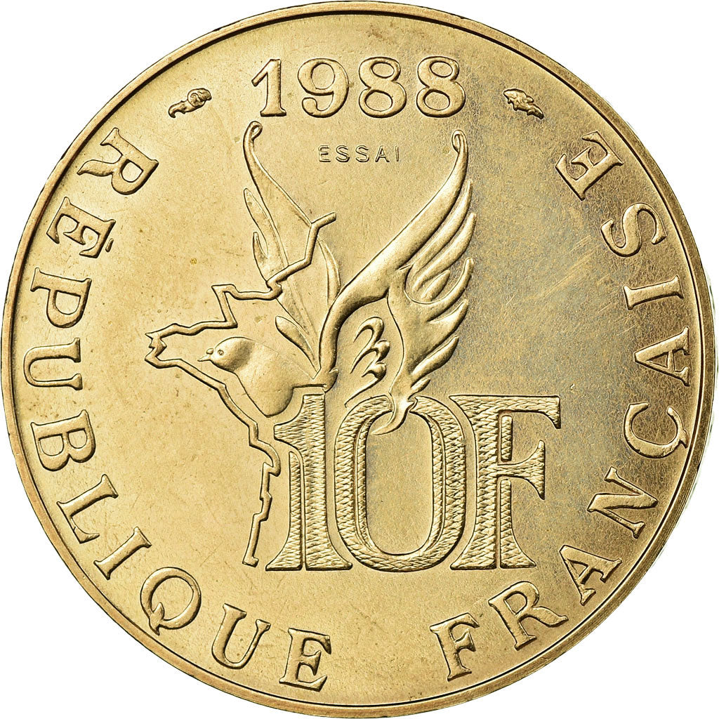 Coin, France, Roland Garros, 10 Francs, 1988, Paris, ESSAI, MS(63)