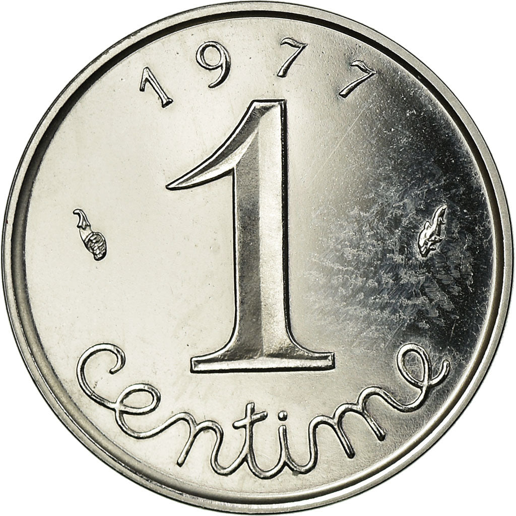 Moeda, França, Épi, Centime, 1977, Piéfort, MS(63), Aço Cromado, KM:P566