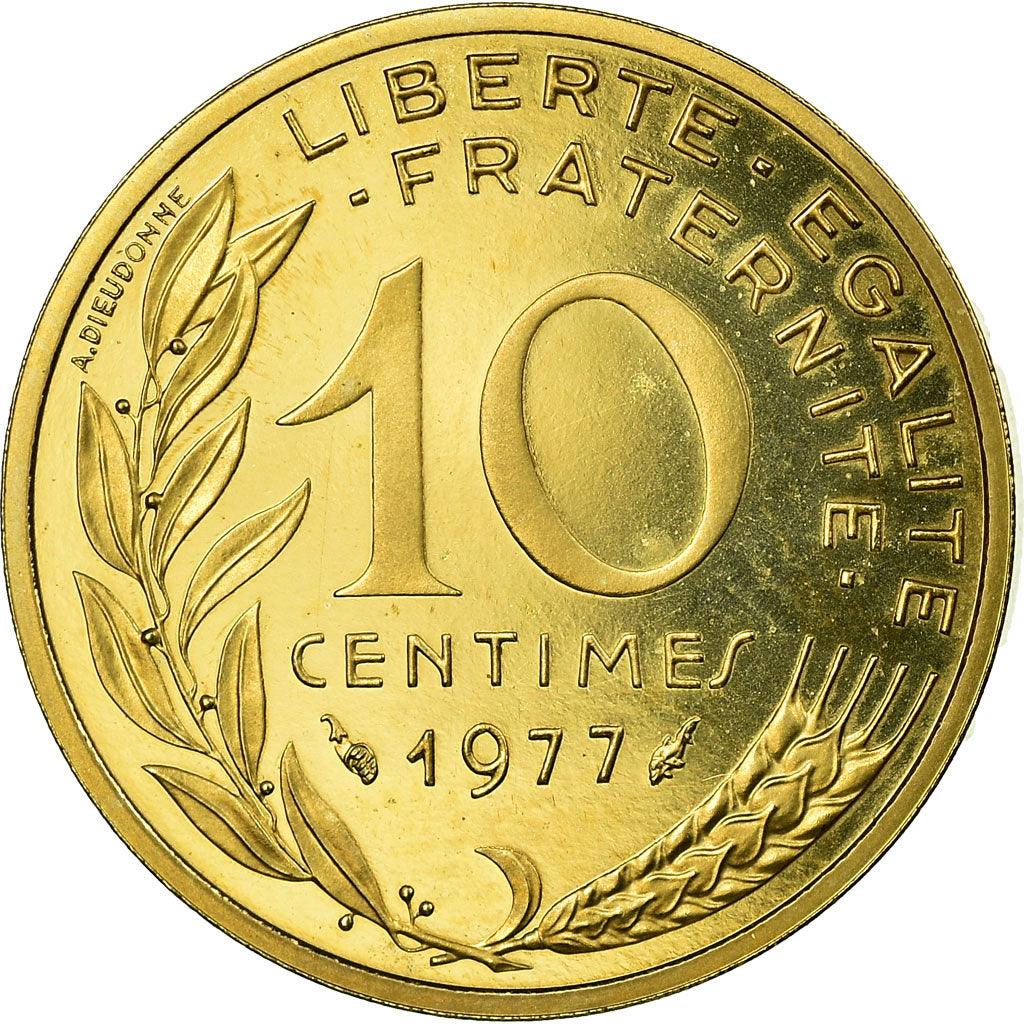 Coin, France, Marianne, 10 Centimes, 1977, Piéfort, MS(63), Aluminum-Bronze