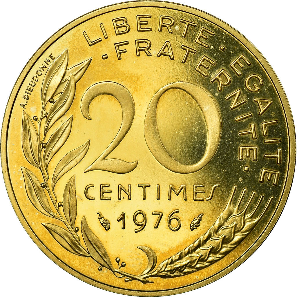 Moneta, Francia, Marianne, 20 Centimes, 1976, Piéfort, SPL, Alluminio-bronzo