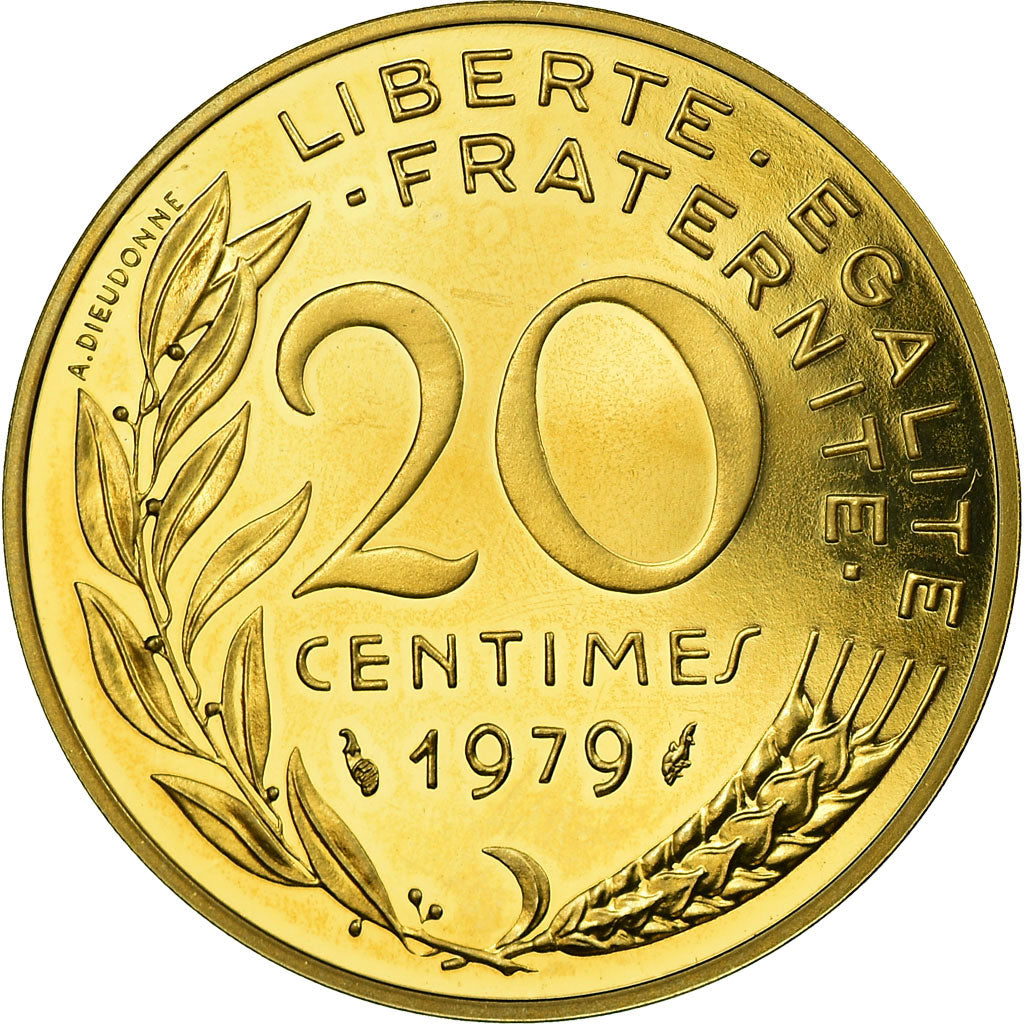 Coin, France, Marianne, 20 Centimes, 1979, Piéfort, MS(63), Aluminum-Bronze