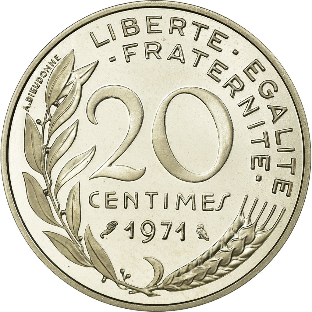 Monnaie, France, Marianne, 20 Centimes, 1971, Piéfort, SPL, Argent