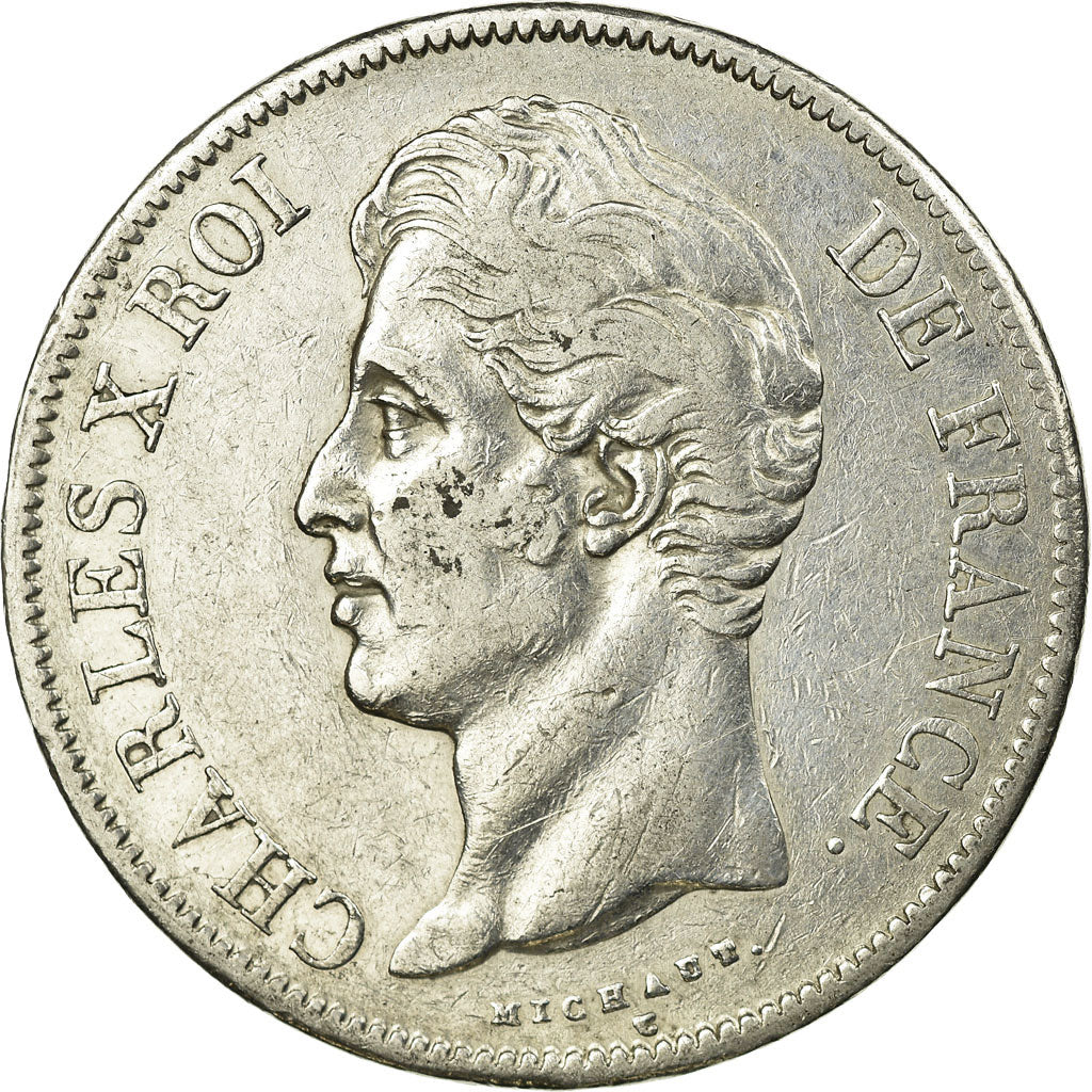 Münze, Frankreich, Charles X, 5 Francs, 1828, Paris, S+, Silber, KM:728.1