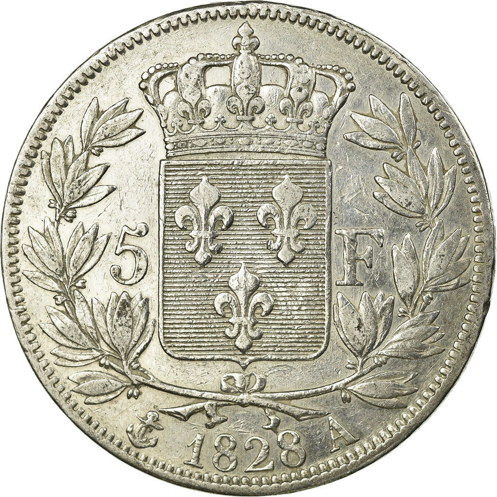 Münze, Frankreich, Charles X, 5 Francs, 1828, Paris, S+, Silber, KM:728.1