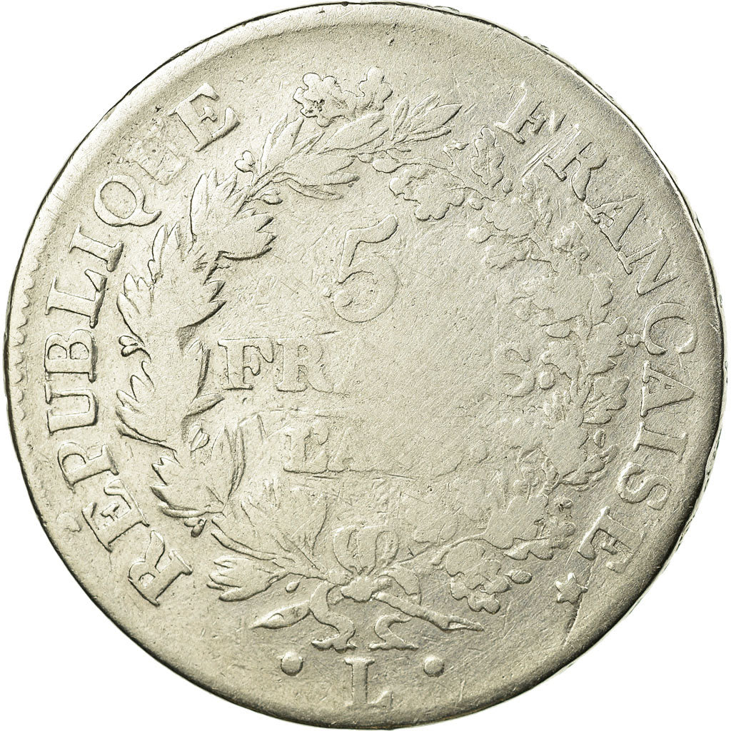 Monnaie, France, Union et Force, 5 Francs, AN 9, Bayonne, TB, Argent