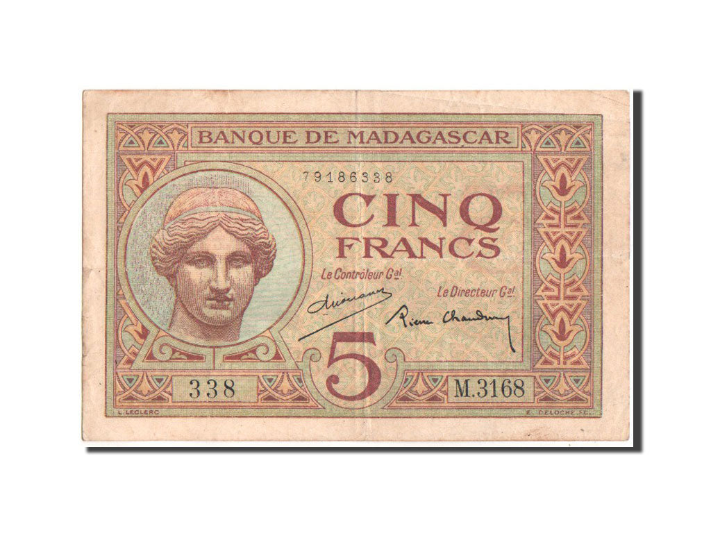 Madagascar, 5 Francs, 1937, KM:35