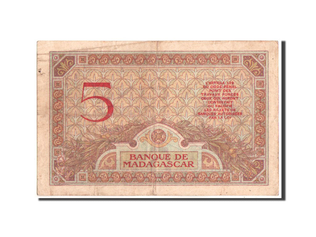 Madagascar, 5 Francs, 1937, KM:35
