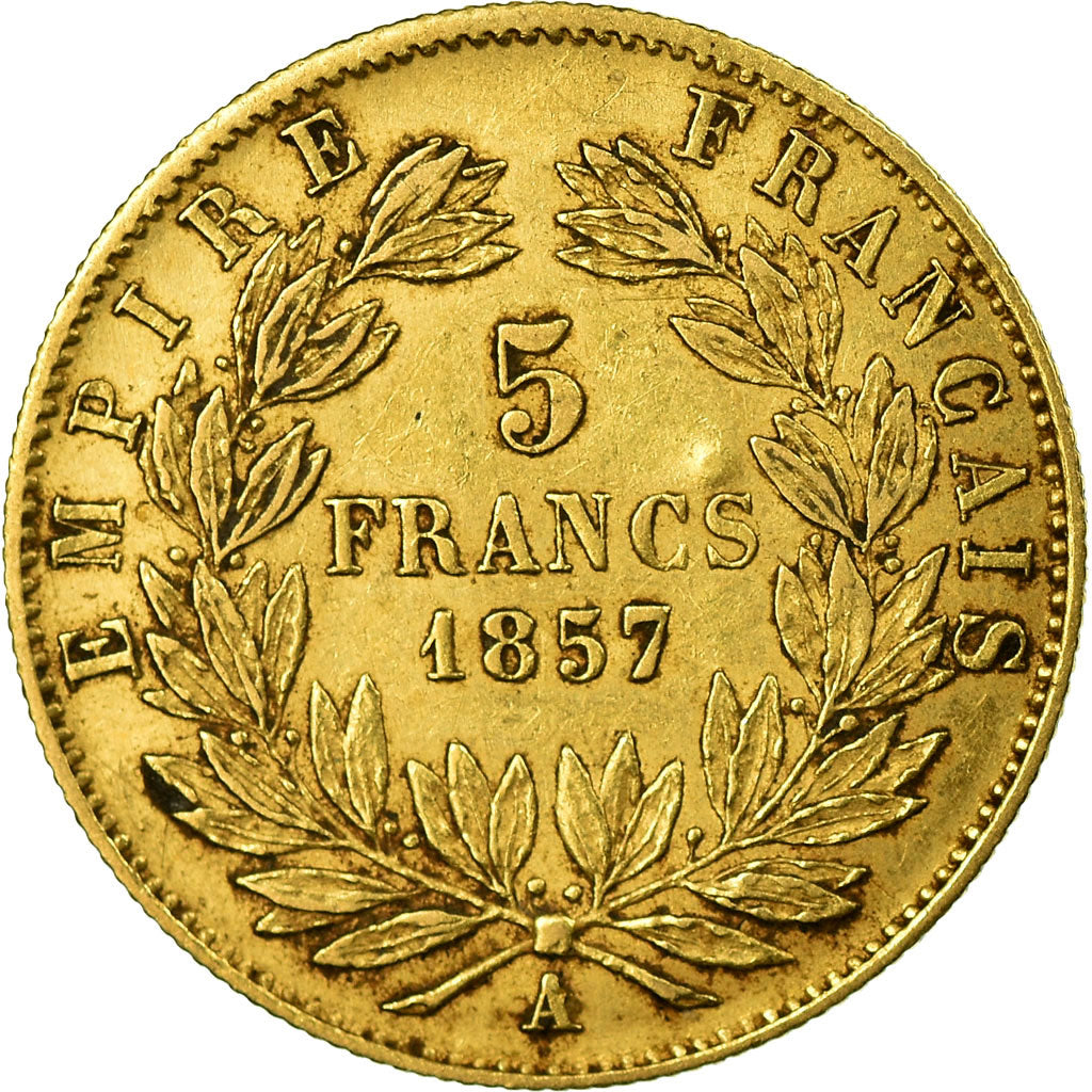 Moneta, Francia, Napoleon III, Napoléon III, 5 Francs, 1857, Paris, MB+, Oro