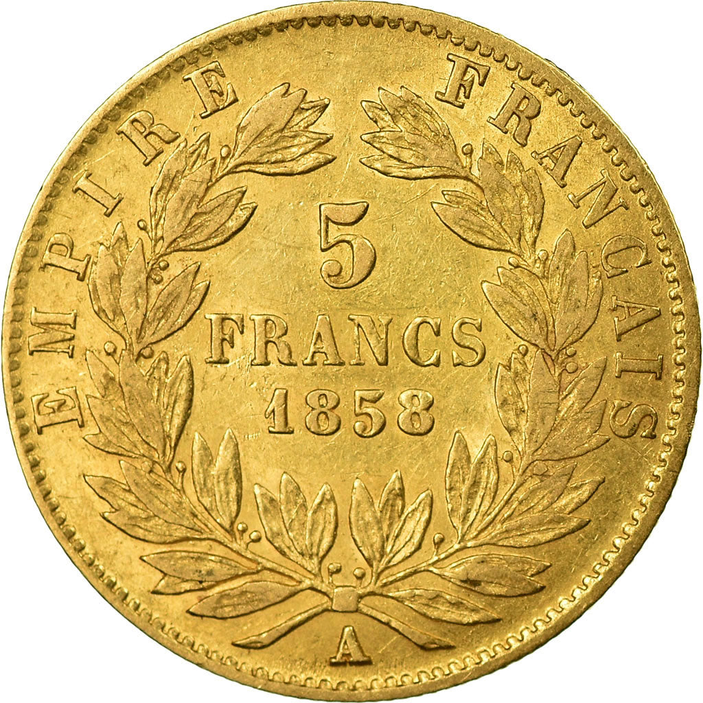 Münze, Frankreich, Napoleon III, Napoléon III, 5 Francs, 1858, Paris, S+