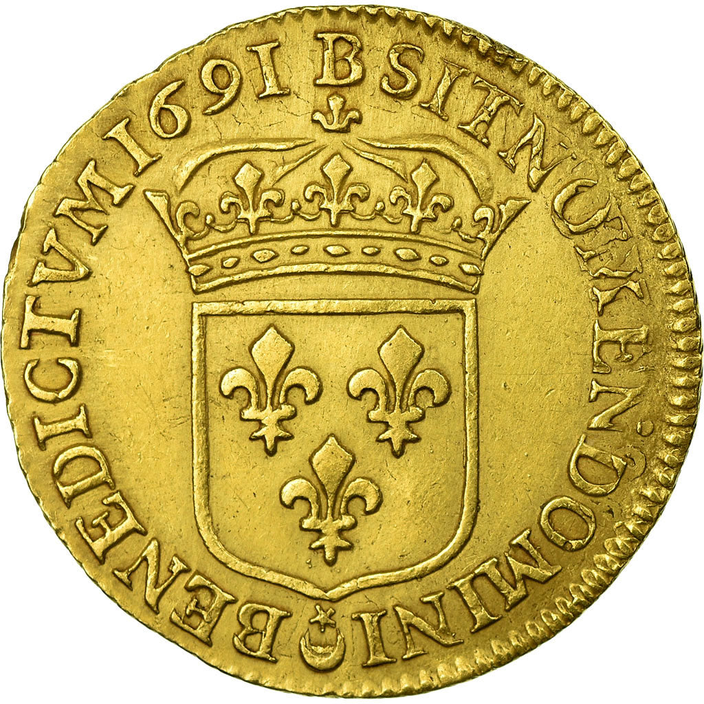 Münze, Frankreich, Louis XIV, Louis d'or à l'écu, Louis d'Or, 1691, Rouen