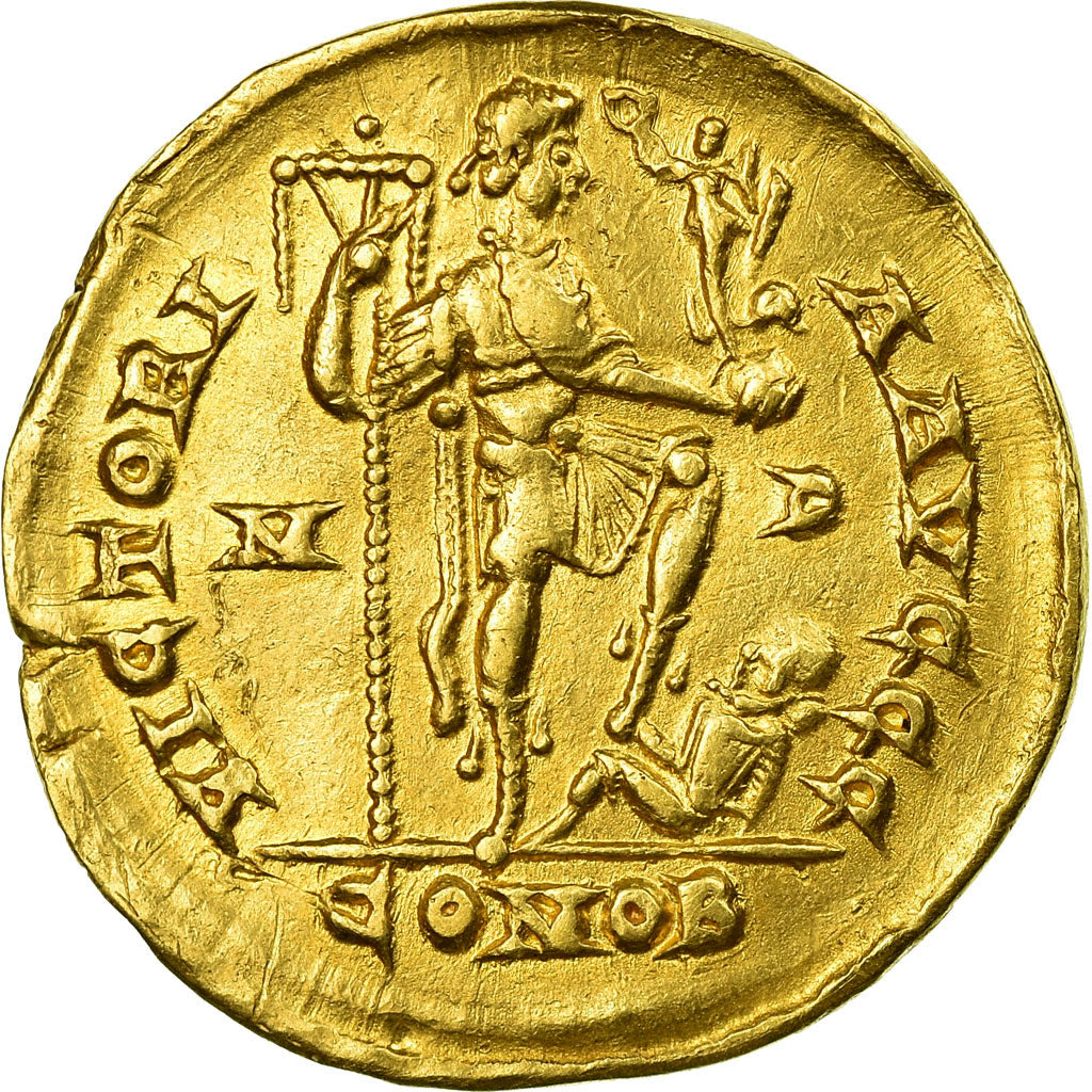 Coin, Honorius, Solidus, 395-402, Milan, AU(50-53), Gold, RIC:1206C