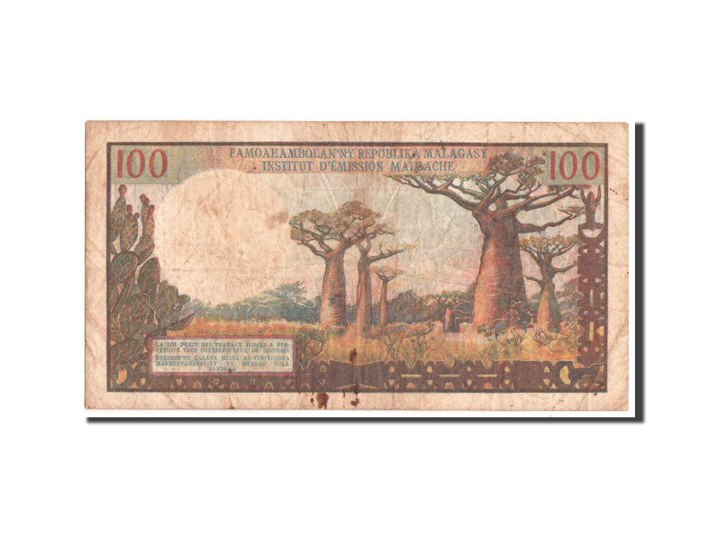 Madagascar, 100 Francs /  20 Ariary, 1966, KM:57a