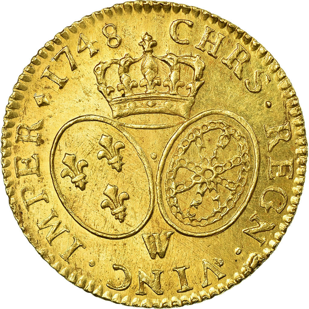 Moneta, Francja, Louis XV, Louis d'or au bandeau, Louis d'Or, 1748, Lille