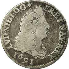 Coin, France, Louis XIV, 1/12 Écu aux 8 L, 1/12 ECU, 10 Sols, 1691, Paris