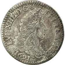 Moneta, Francia, Louis XIV, 1/12 Écu aux 8 L, 1/12 ECU, 10 Sols, 1691, Paris