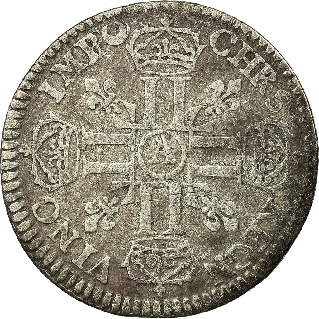 Moneta, Francia, Louis XIV, 1/12 Écu aux 8 L, 1/12 ECU, 10 Sols, 1691, Paris