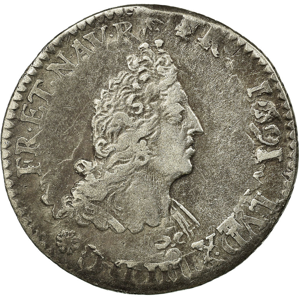 Moeda, França, Louis XIV, 1/12 Écu aux palmes, VF(30-35), Prata, Gadoury:119