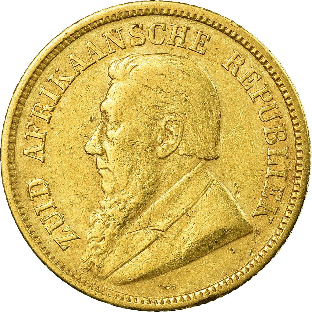 Munten, Zuid Afrika, 1/2 Pond, 1895, Pretoria, FR+, Goud, KM:9.2