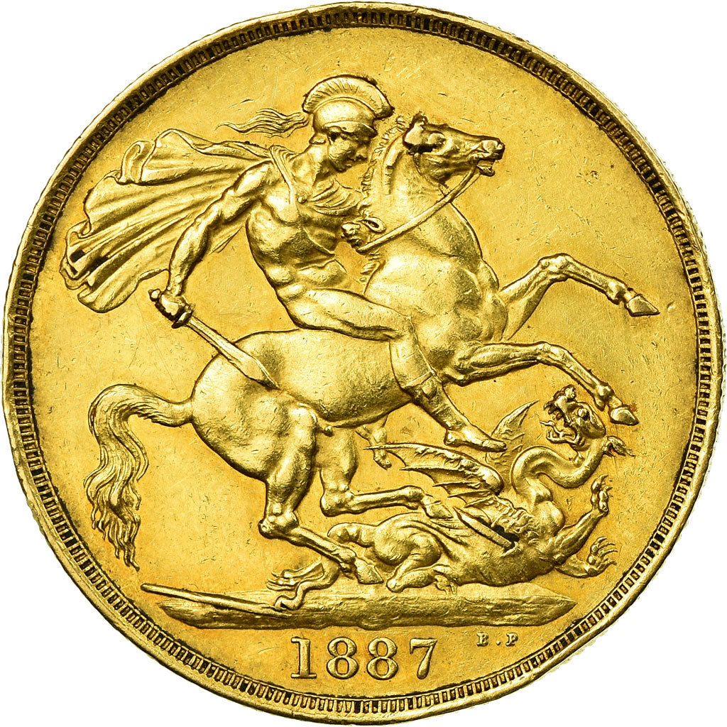 Coin, Great Britain, Victoria, 2 Pounds, 1887, London, EF(40-45), Gold, KM:768