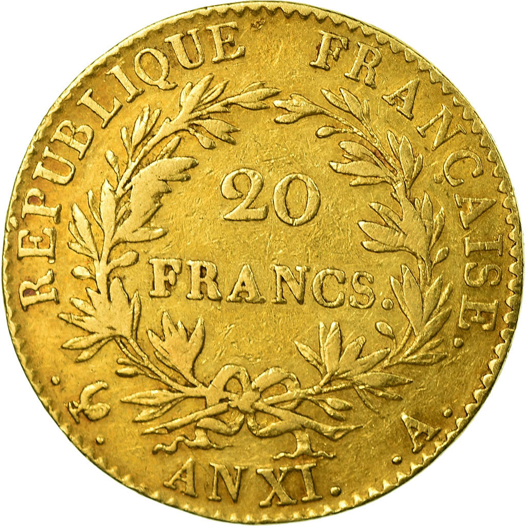 Moneta, Francia, Napoléon I, 20 Francs, An XI, Paris, MB+, Oro, KM:651