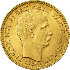 Coin, Greece, George I, 20 Drachmai, 1884, Paris, AU(55-58), Gold, KM:56