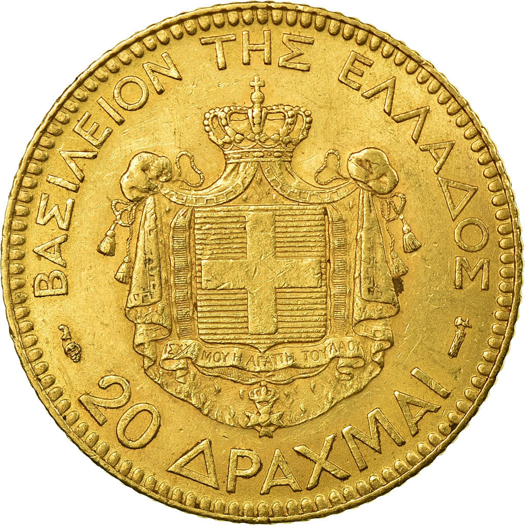 Coin, Greece, George I, 20 Drachmai, 1884, Paris, AU(55-58), Gold, KM:56