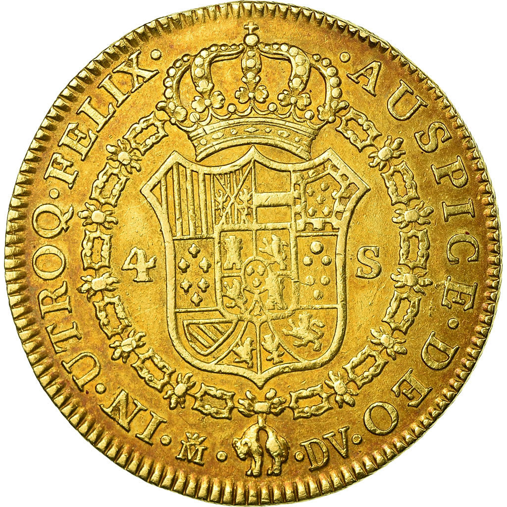 Coin, Spain, Charles III, 4 Escudos, 1787, Madrid, EF(40-45), Gold, KM:418.1a