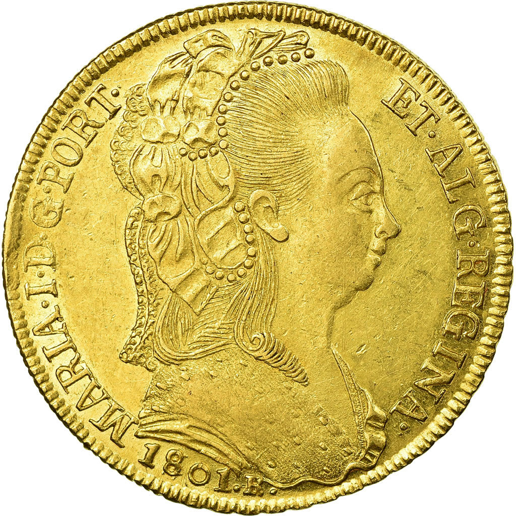 Monnaie, Brésil, Maria I, 6400 Reis, 1801, Rio de Janeiro, SUP, Or, KM:226.1