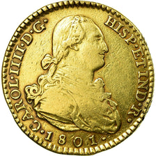 Coin, Spain, Charles IV, 2 Escudos, 1801, Madrid, EF(40-45), Gold, KM:435.1
