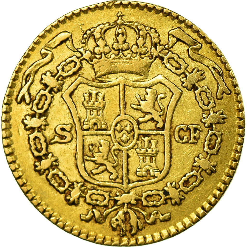 Moneda, España, Charles III, 1/2 Escudo, 1773, Seville, MBC, Oro, KM:415.2