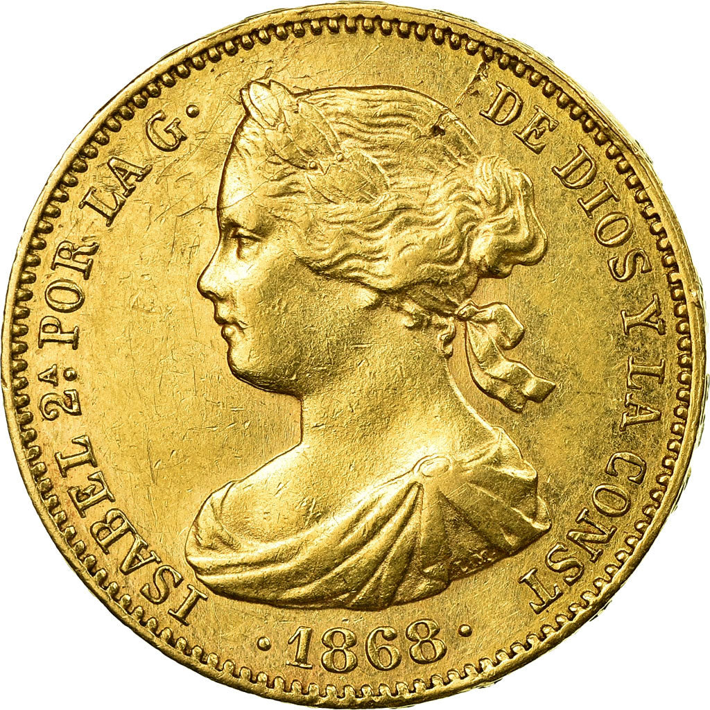 Munten, Spanje, Isabel II, 10 Escudos, 1873, Madrid, ZF+, Goud, KM:636.3