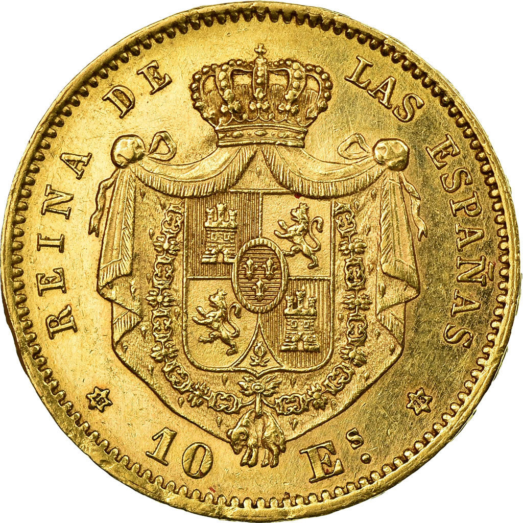 Munten, Spanje, Isabel II, 10 Escudos, 1873, Madrid, ZF+, Goud, KM:636.3