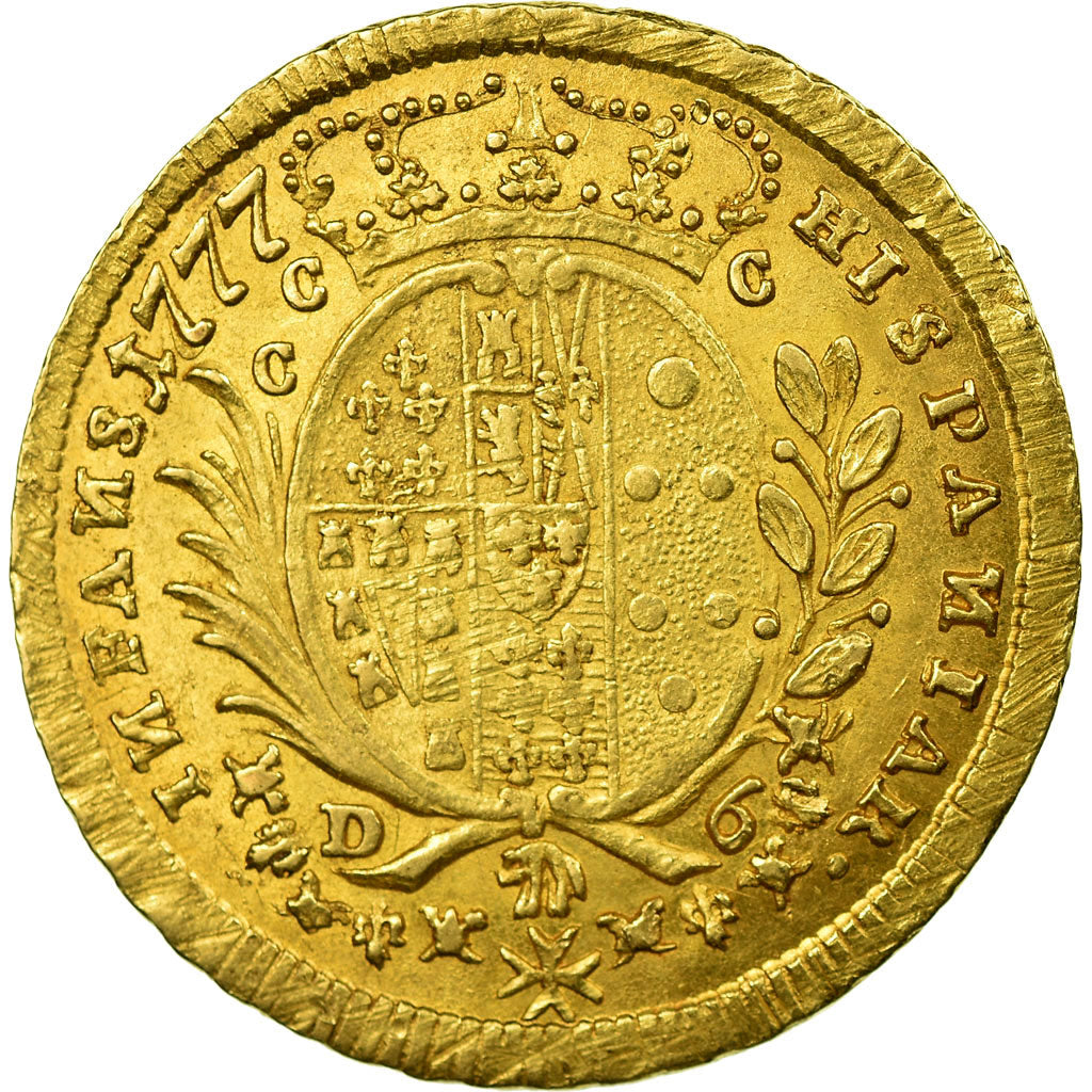 Coin, ITALIAN STATES, NAPLES, Ferdinando IV, 6 Ducati, 1777, EF(40-45), Gold