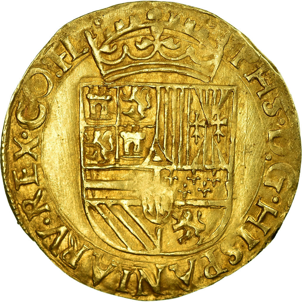 Coin, Belgium, Flanders, 1/2 Réal, Brugges, AU(50-53), Gold