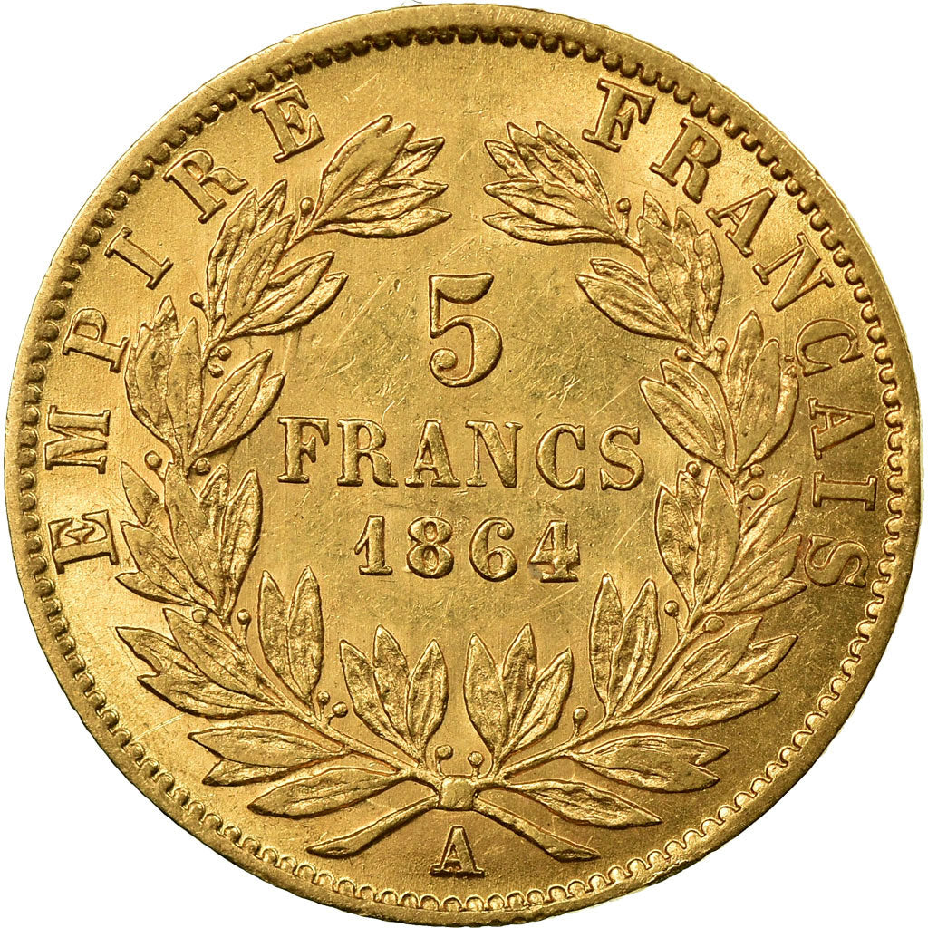 Coin, France, Napoleon III, Napoléon III, 5 Francs, 1864, Paris, EF(40-45)