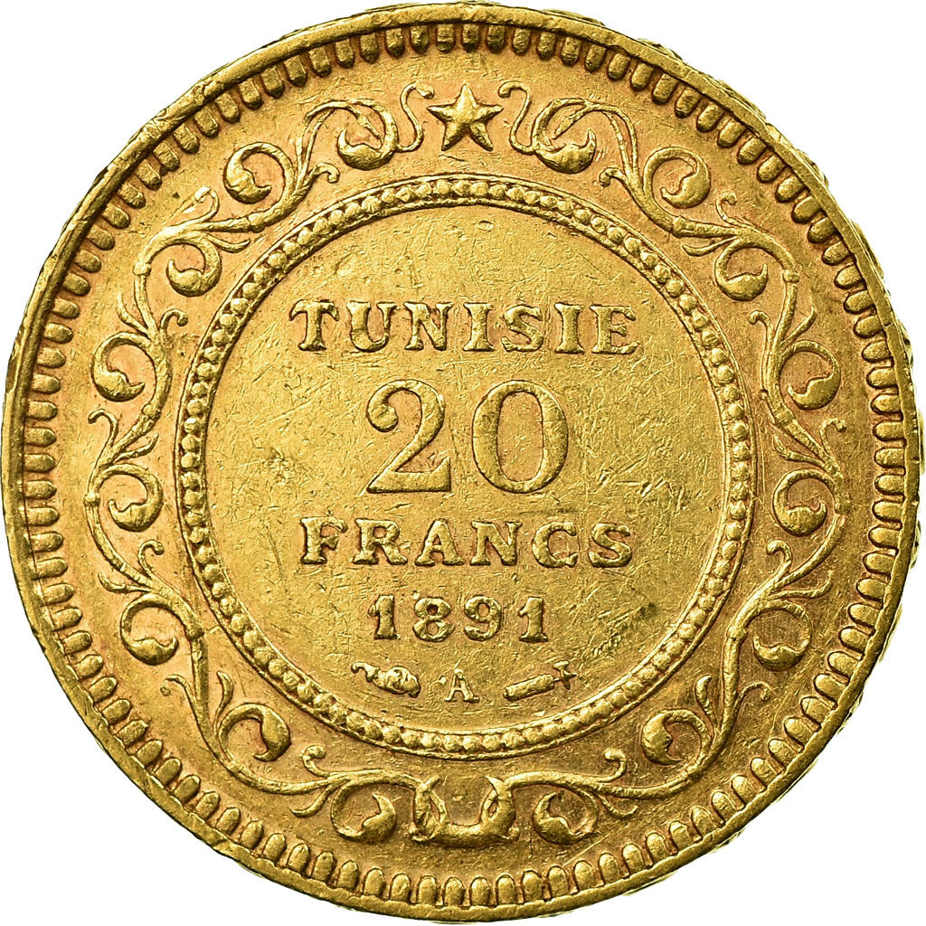 Monnaie, Tunisie, Ali Bey, 20 Francs, 1891, Paris, TTB, Or, KM:227