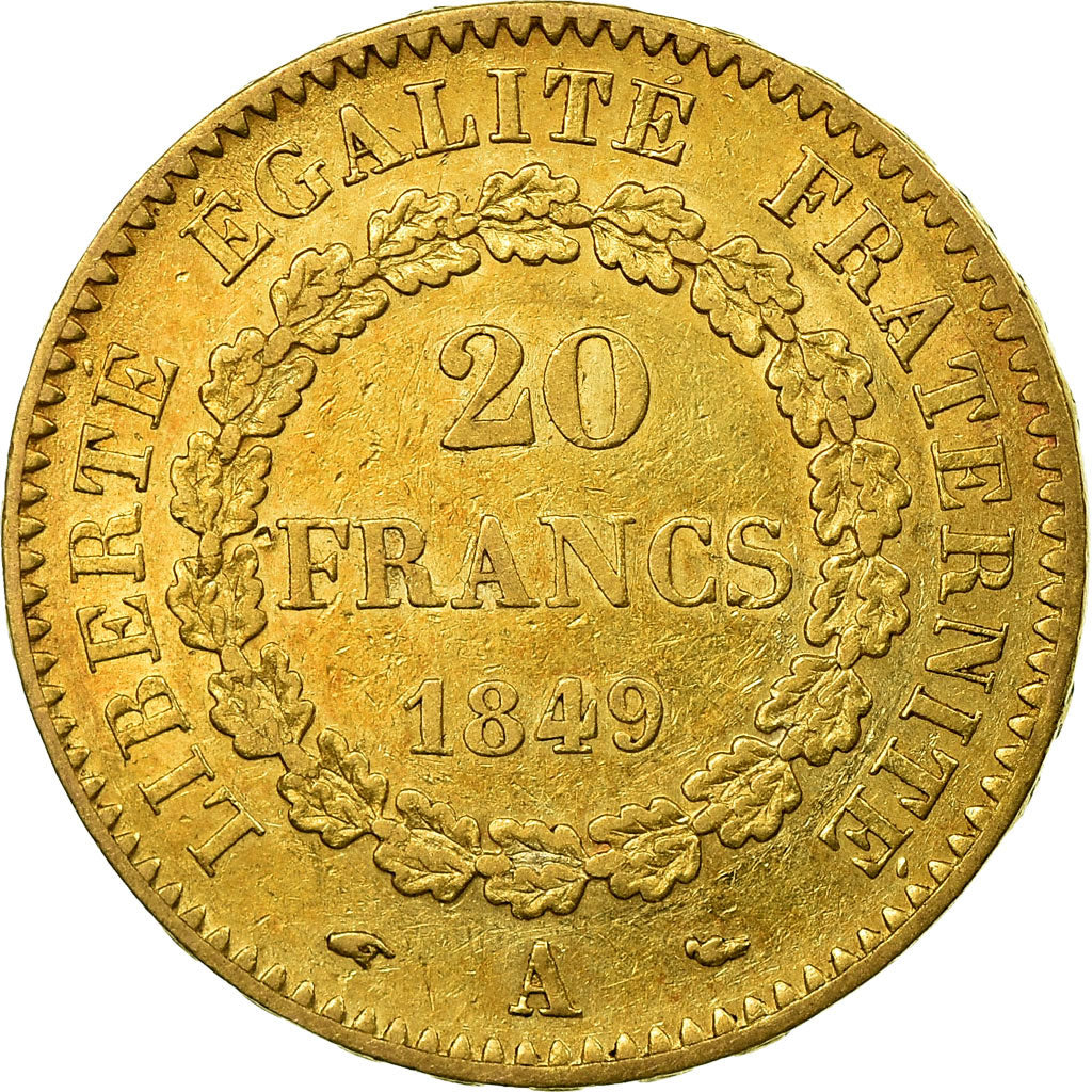 Moneta, Francja, Génie, 20 Francs, 1849, Paris, EF(40-45), Złoto, KM:757