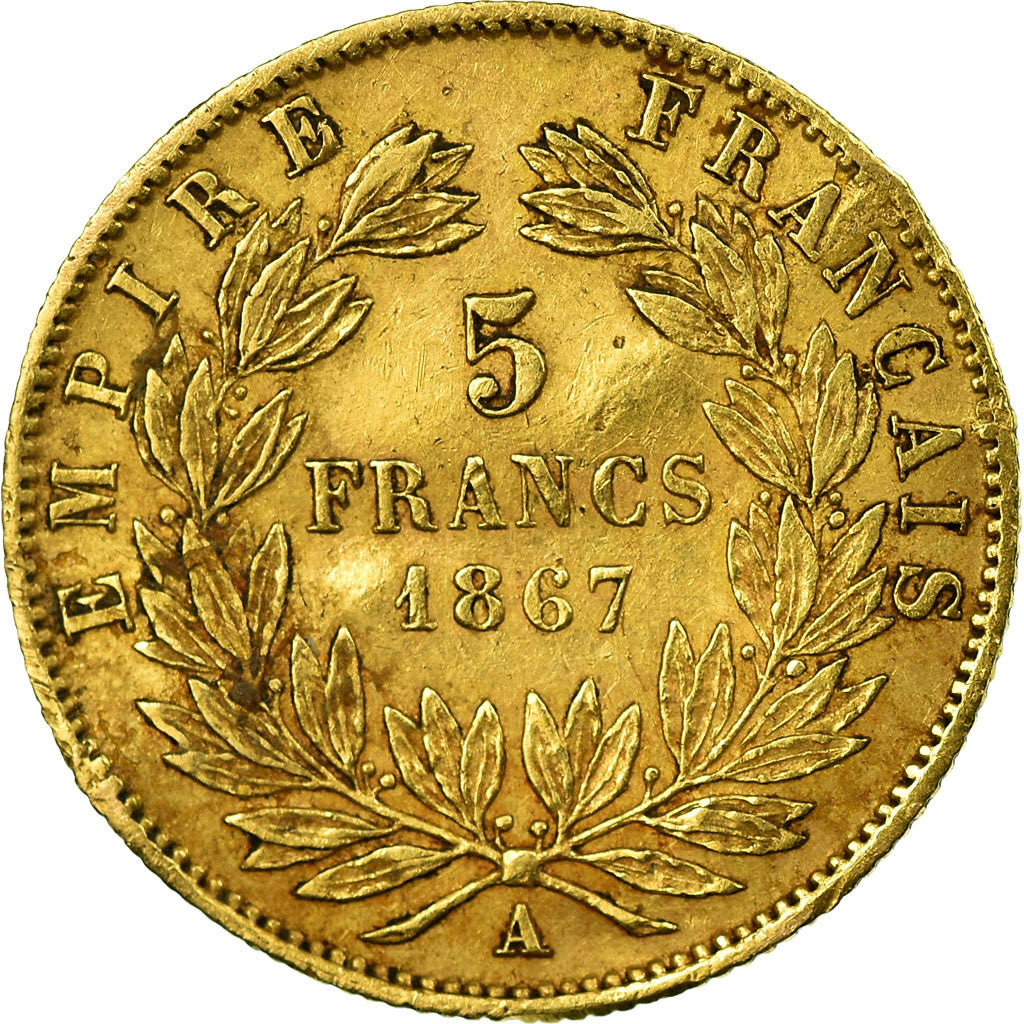 Monnaie, France, Napoleon III, Napoléon III, 5 Francs, 1867, Paris, B+, Or
