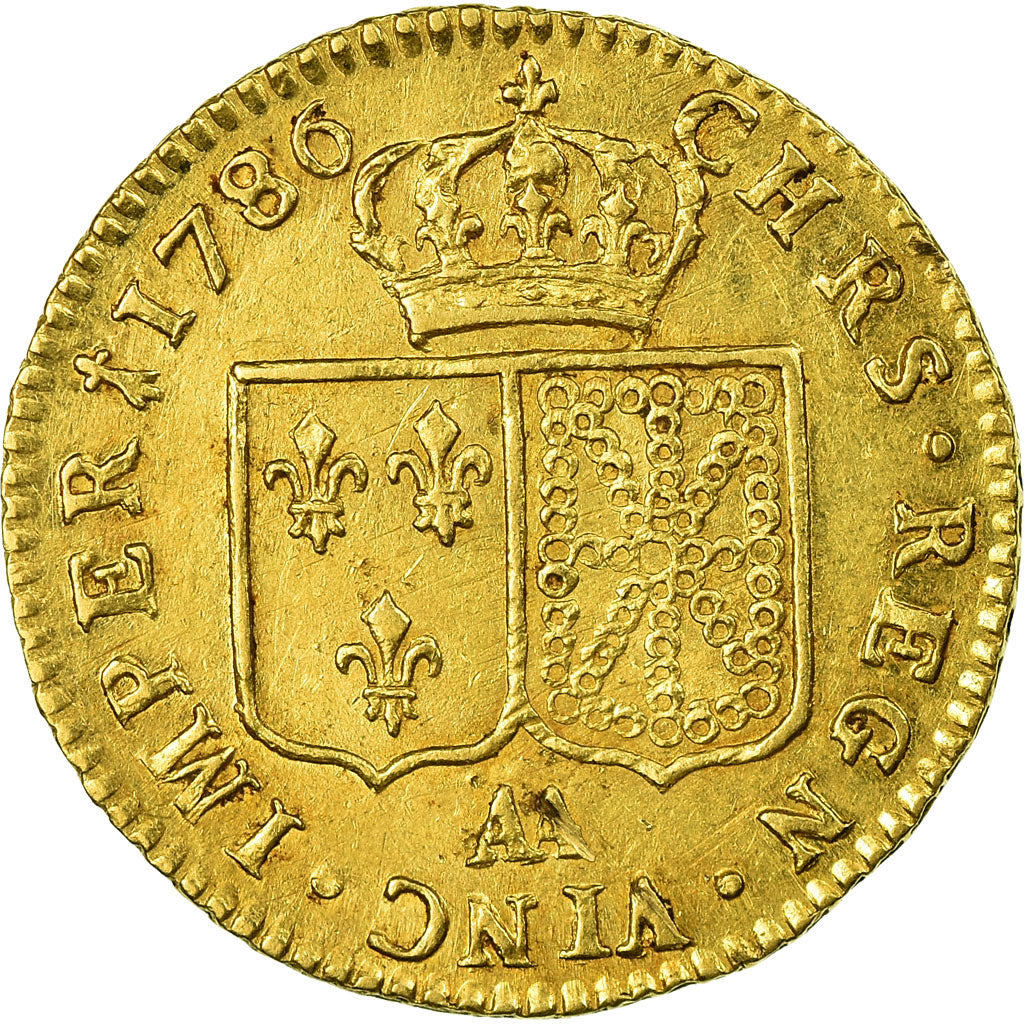 Moneta, Francia, Louis XVI, Louis d'or à la tête nue, Louis d'Or, 1786, Metz