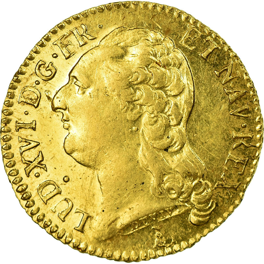 Moeda, França, Louis XVI, Louis d'or à la tête nue, Louis d'Or, 1787, Nantes