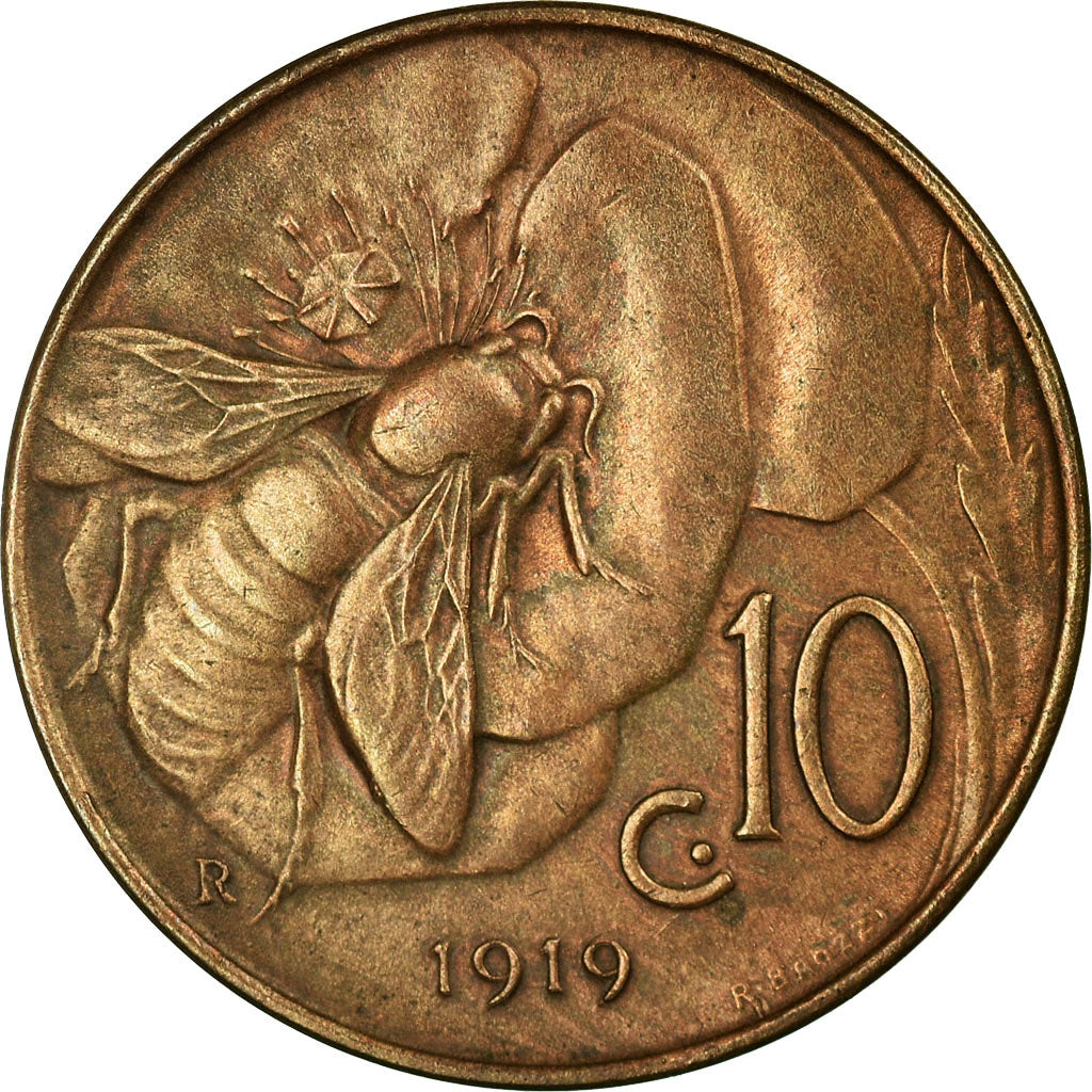 Coin, Italy, Vittorio Emanuele III, 10 Centesimi, 1919, Rome, EF(40-45), Bronze