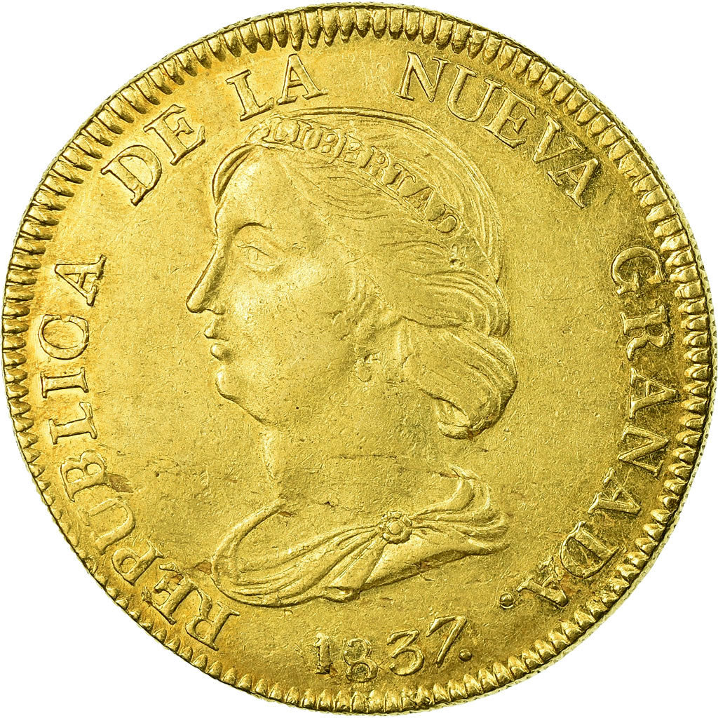 Münze, Kolumbien, 16 Pesos, Diez I Seis, 1837, Popayan, SS, Gold, KM:94.2