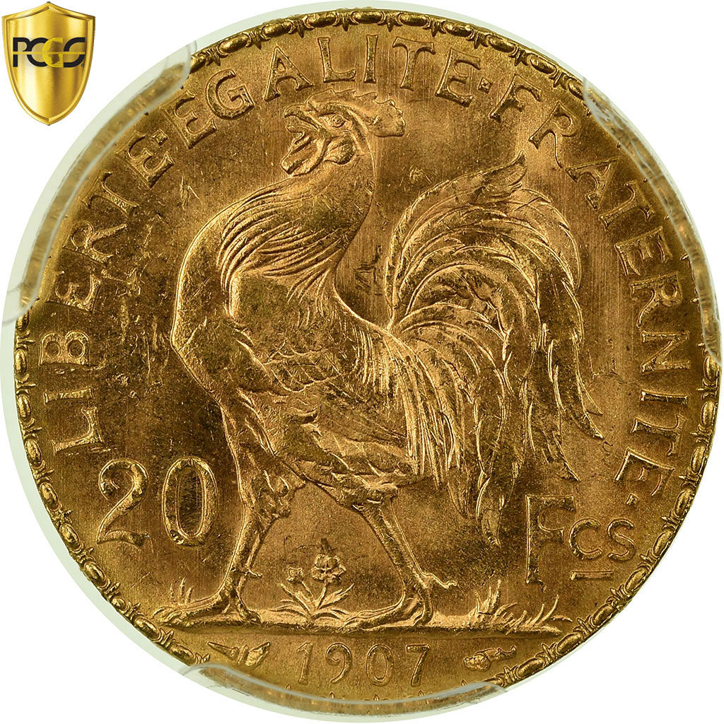 Coin, France, Marianne, 20 Francs, 1907, Paris, PCGS, MS66, Gold, KM:857