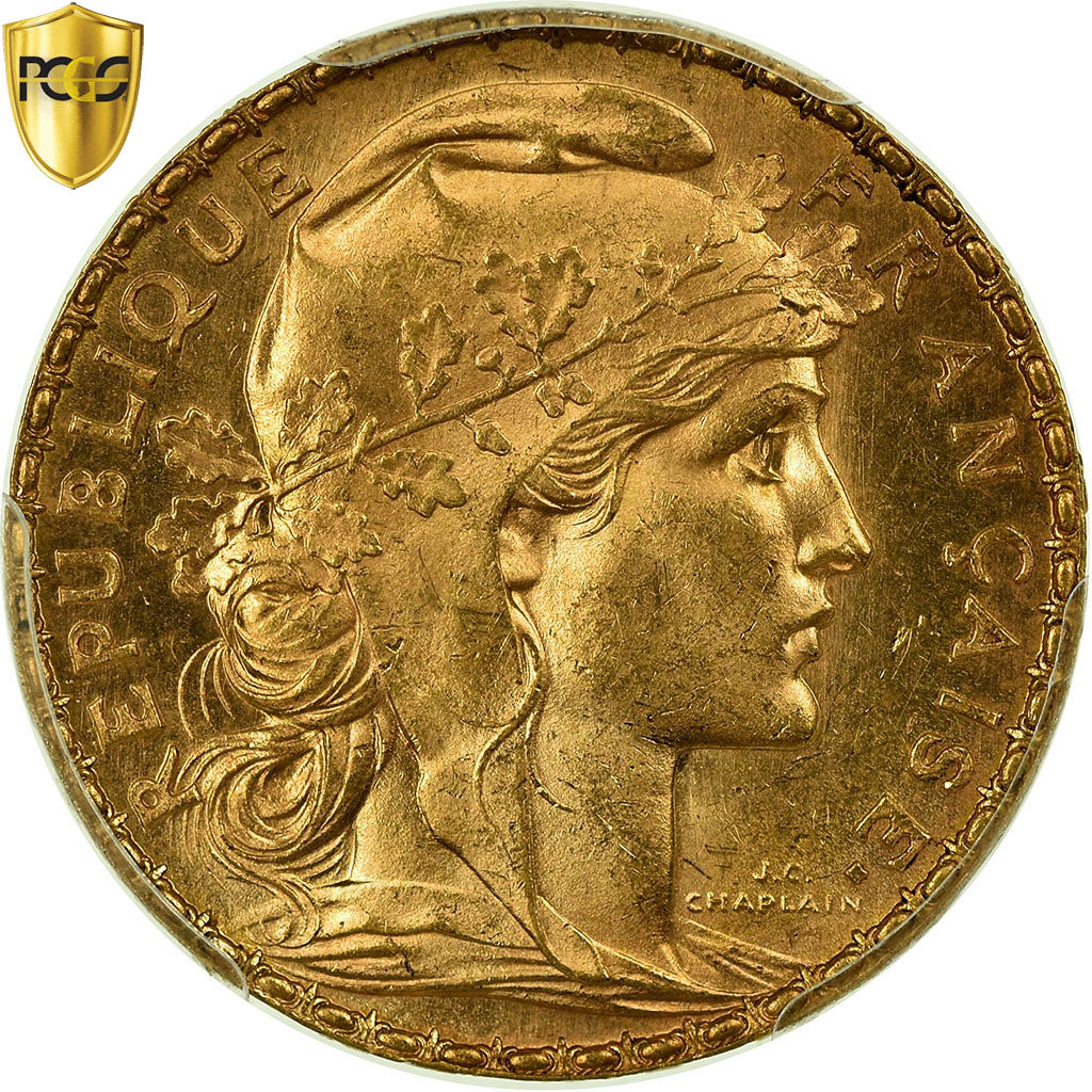 Coin, France, Marianne, 20 Francs, 1905, PCGS, MS64, Gold, KM:847, graded