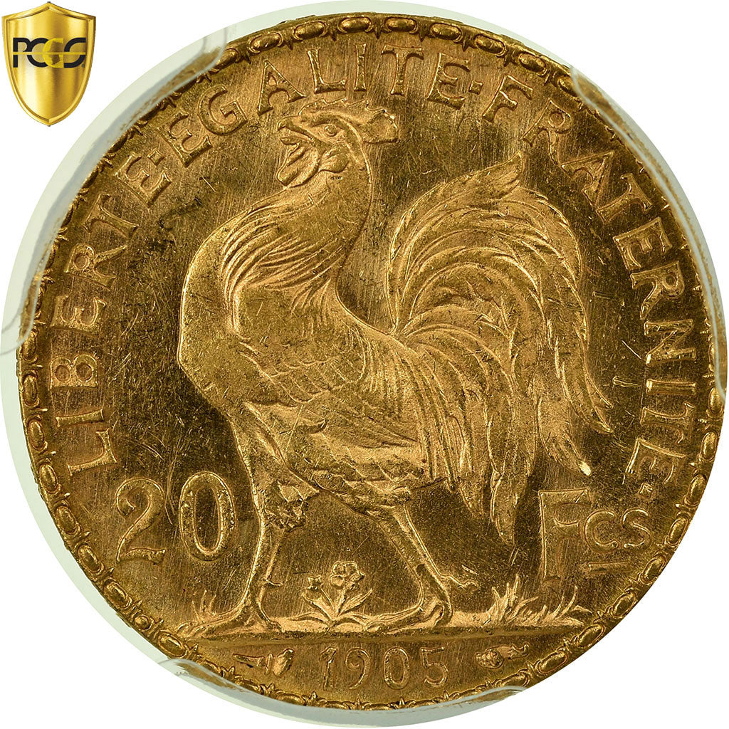 Coin, France, Marianne, 20 Francs, 1905, PCGS, MS64, Gold, KM:847, graded