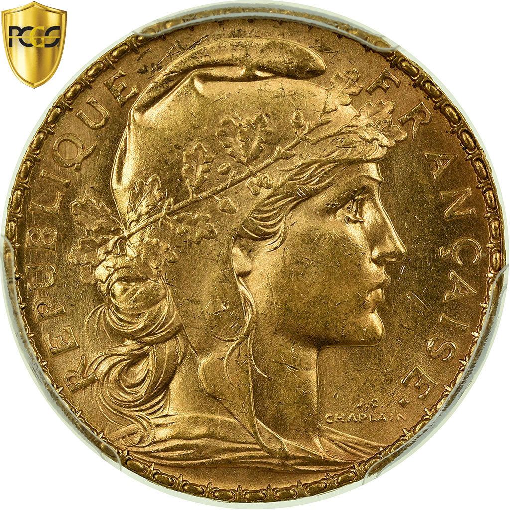 Coin, France, Marianne, 20 Francs, 1904, PCGS, MS63, Gold, KM:847, graded
